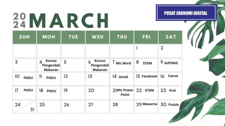 Green and White Minimalist 2024 Calendar 1